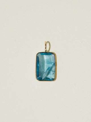 Last Dip Fluorite Emerald Cut Charm in Yellow 14k Gold