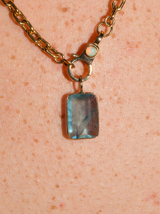 Last Dip Fluorite Emerald Cut Charm in Yellow 14k Gold