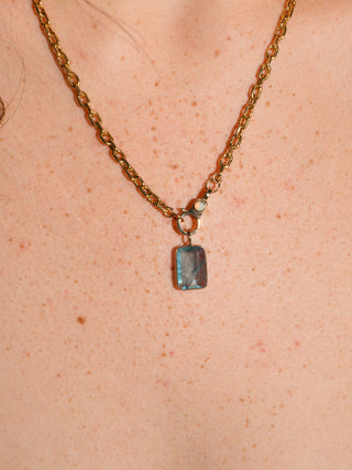 Last Dip Fluorite Emerald Cut Charm in Yellow 14k Gold
