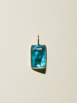 Key West Fluorite Emerald Cut Charm in Yellow 14k Gold