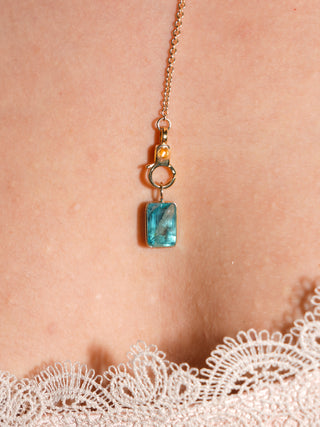 Key West Fluorite Emerald Cut Charm in Yellow 14k Gold