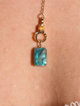 Key West Fluorite Emerald Cut Charm in Yellow 14k Gold