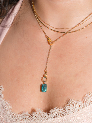 Key West Fluorite Emerald Cut Charm in Yellow 14k Gold