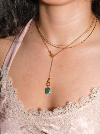 Key West Fluorite Emerald Cut Charm in Yellow 14k Gold