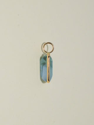 Crushed or Cubed Fluorite Emerald Cut Charm in Yellow 14k Gold