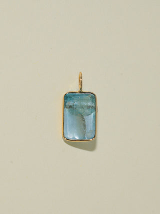 Crushed or Cubed Fluorite Emerald Cut Charm in Yellow 14k Gold