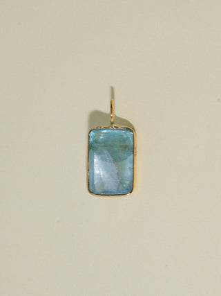 Crushed or Cubed Fluorite Emerald Cut Charm in Yellow 14k Gold