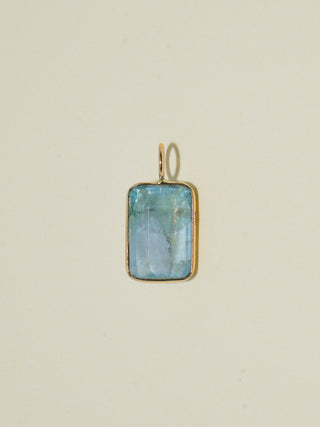 Crushed or Cubed Fluorite Emerald Cut Charm in Yellow 14k Gold