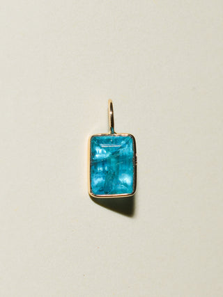 Tahoe Fluorite Emerald Cut Charm in Yellow 14k Gold