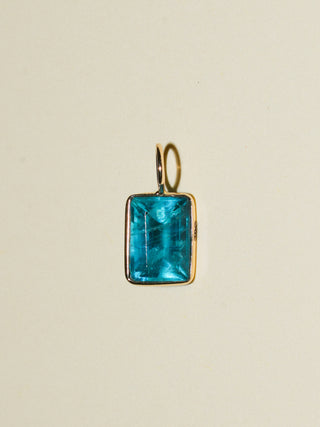 Tahoe Fluorite Emerald Cut Charm in Yellow 14k Gold