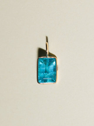 Tahoe Fluorite Emerald Cut Charm in Yellow 14k Gold