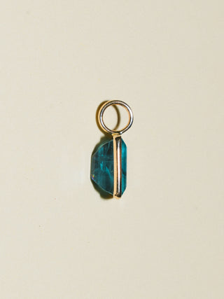 Tahoe Fluorite Emerald Cut Charm in Yellow 14k Gold