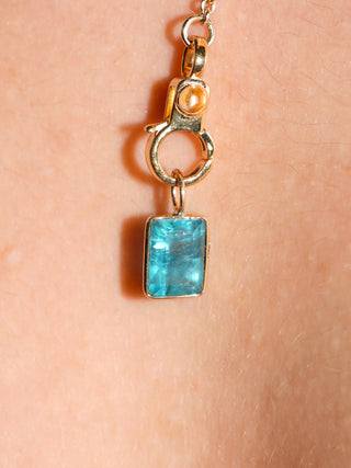 Tahoe Fluorite Emerald Cut Charm in Yellow 14k Gold
