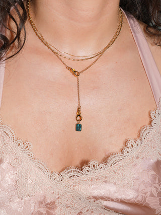 Tahoe Fluorite Emerald Cut Charm in Yellow 14k Gold