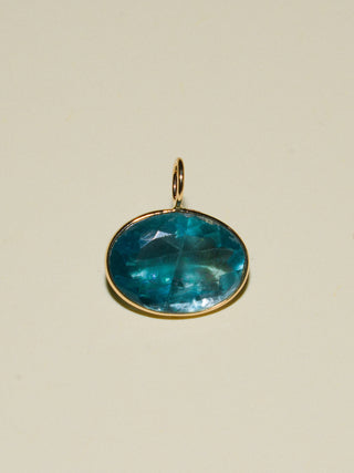 Sea you Sunday Fluorite East West Oval Cut Charm in Yellow 14k Gold