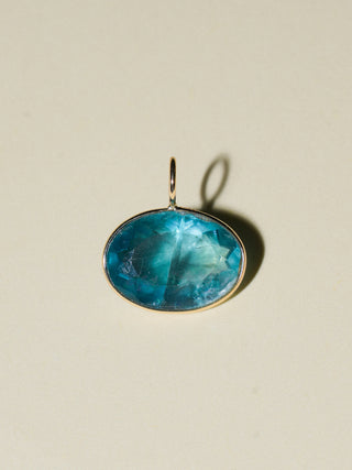 Sea you Sunday Fluorite East West Oval Cut Charm in Yellow 14k Gold