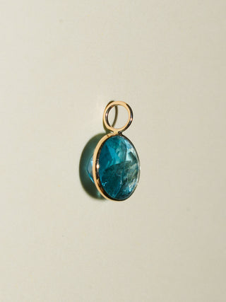 Sea you Sunday Fluorite East West Oval Cut Charm in Yellow 14k Gold