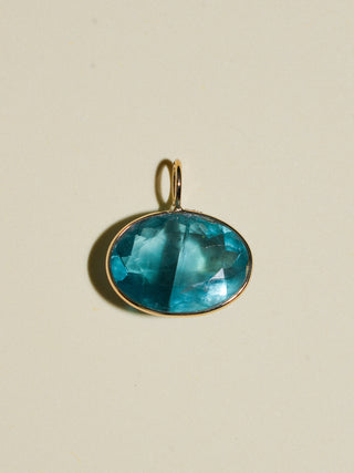 Sea you Sunday Fluorite East West Oval Cut Charm in Yellow 14k Gold