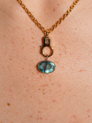 Sea you Sunday Fluorite East West Oval Cut Charm in Yellow 14k Gold