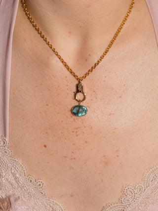 Sea you Sunday Fluorite East West Oval Cut Charm in Yellow 14k Gold