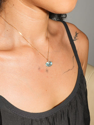 Alllllmafi Coasting Fluorite East West Oval Cut Charm in Yellow 14k Gold