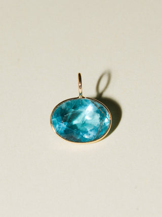 Grace Bay Fluorite East West Oval Cut Charm in Yellow 14k Gold