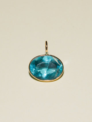 Grace Bay Fluorite East West Oval Cut Charm in Yellow 14k Gold