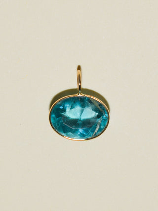 Grace Bay Fluorite East West Oval Cut Charm in Yellow 14k Gold