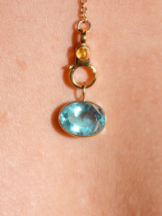 Grace Bay Fluorite East West Oval Cut Charm in Yellow 14k Gold