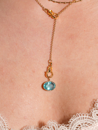 Grace Bay Fluorite East West Oval Cut Charm in Yellow 14k Gold