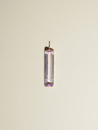 Neeeeeed Kunzite Baguette Cut Charm in Yellow 14k Gold