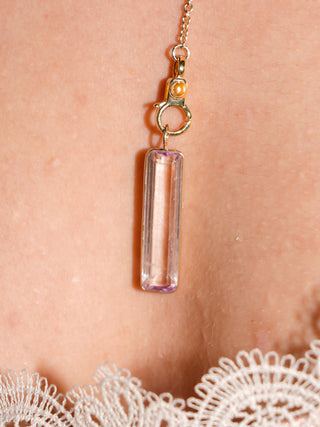 Neeeeeed Kunzite Baguette Cut Charm in Yellow 14k Gold