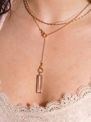 Neeeeeed Kunzite Baguette Cut Charm in Yellow 14k Gold