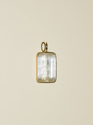 AC Kunzite Emerald Cut Charm in Yellow 14k Gold
