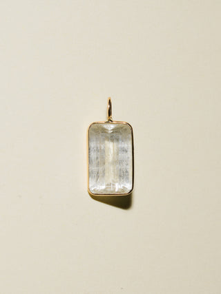 AC Kunzite Emerald Cut Charm in Yellow 14k Gold