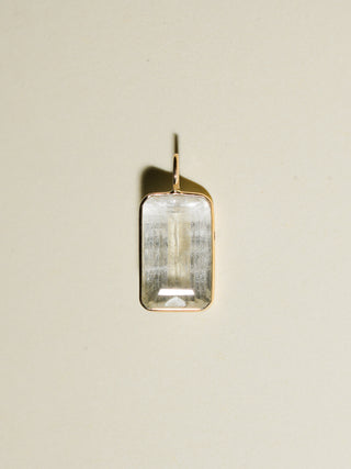 AC Kunzite Emerald Cut Charm in Yellow 14k Gold