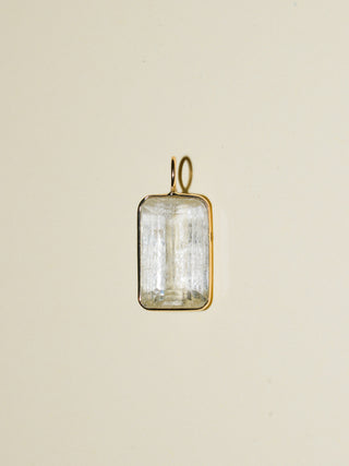 AC Kunzite Emerald Cut Charm in Yellow 14k Gold