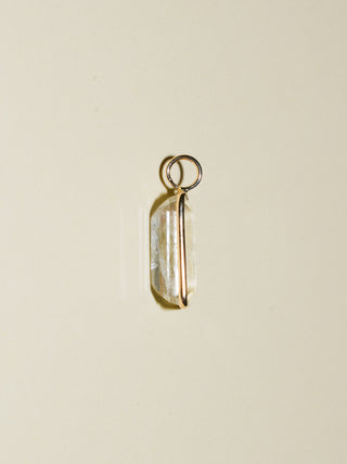 AC Kunzite Emerald Cut Charm in Yellow 14k Gold