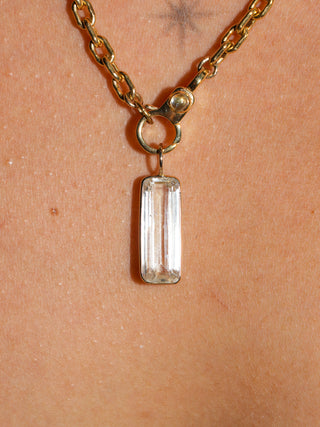 Rainy Siesta Kunzite Emerald Cut Charm in Yellow 14k Gold