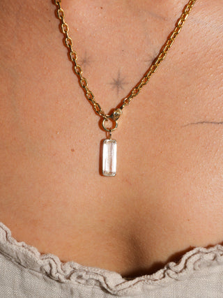 Rainy Siesta Kunzite Emerald Cut Charm in Yellow 14k Gold
