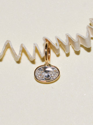 Paschal Moon Lab Grown Diamond East West Oval Cut Charm in Yellow 14k Gold