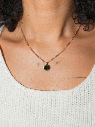 Tugita Green Tourmaline Triple East to West Oval Cut Charm in Yellow 14k Gold