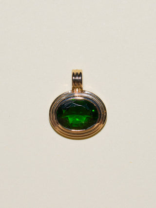 Tugita Green Tourmaline Triple East to West Oval Cut Charm in Yellow 14k Gold