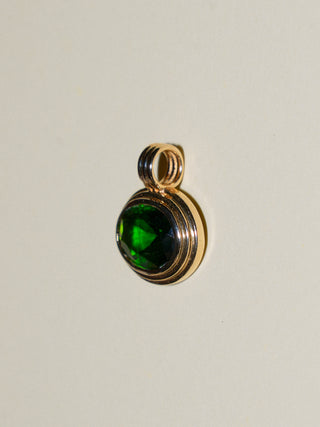 Tugita Green Tourmaline Triple East to West Oval Cut Charm in Yellow 14k Gold