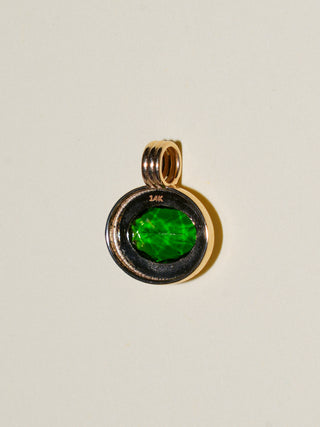 Tugita Green Tourmaline Triple East to West Oval Cut Charm in Yellow 14k Gold
