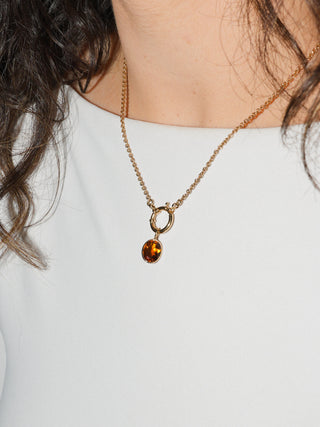 Brandy Citrine Oval Cut Charm in 14k Yellow Gold