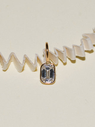 Misty Lab Grown Diamond Emerald Cut Charm in Yellow 14k Gold