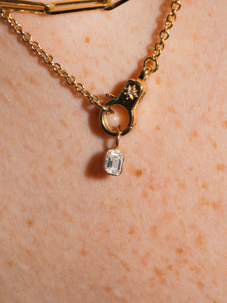 Misty Lab Grown Diamond Emerald Cut Charm in Yellow 14k Gold