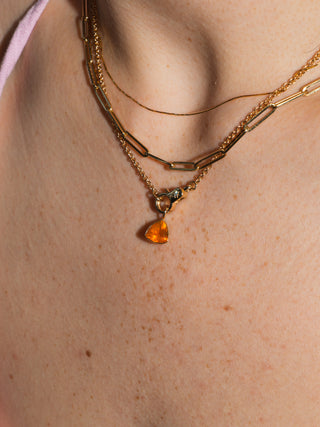 Firestone Fire Opal Trillion Cut Charm in Yellow 14k Gold