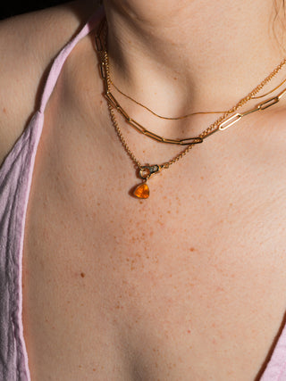 Firestone Fire Opal Trillion Cut Charm in Yellow 14k Gold